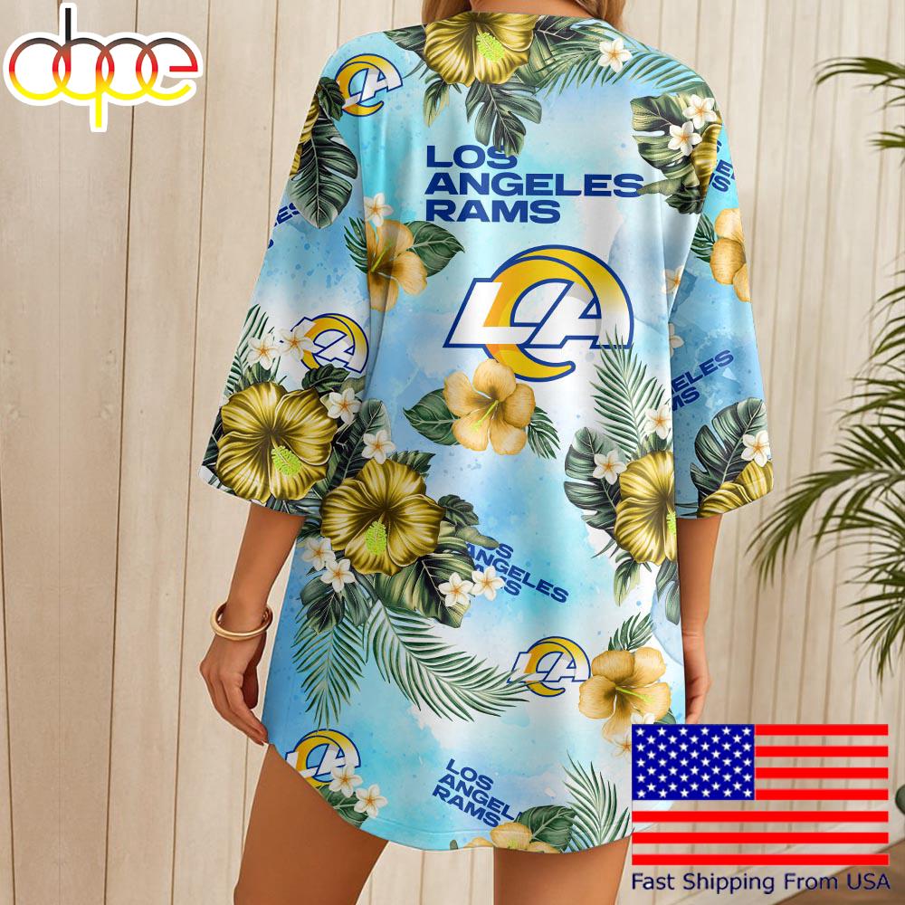 NFL Los Angeles Rams Hawaii State Flower Beach Kimono Women