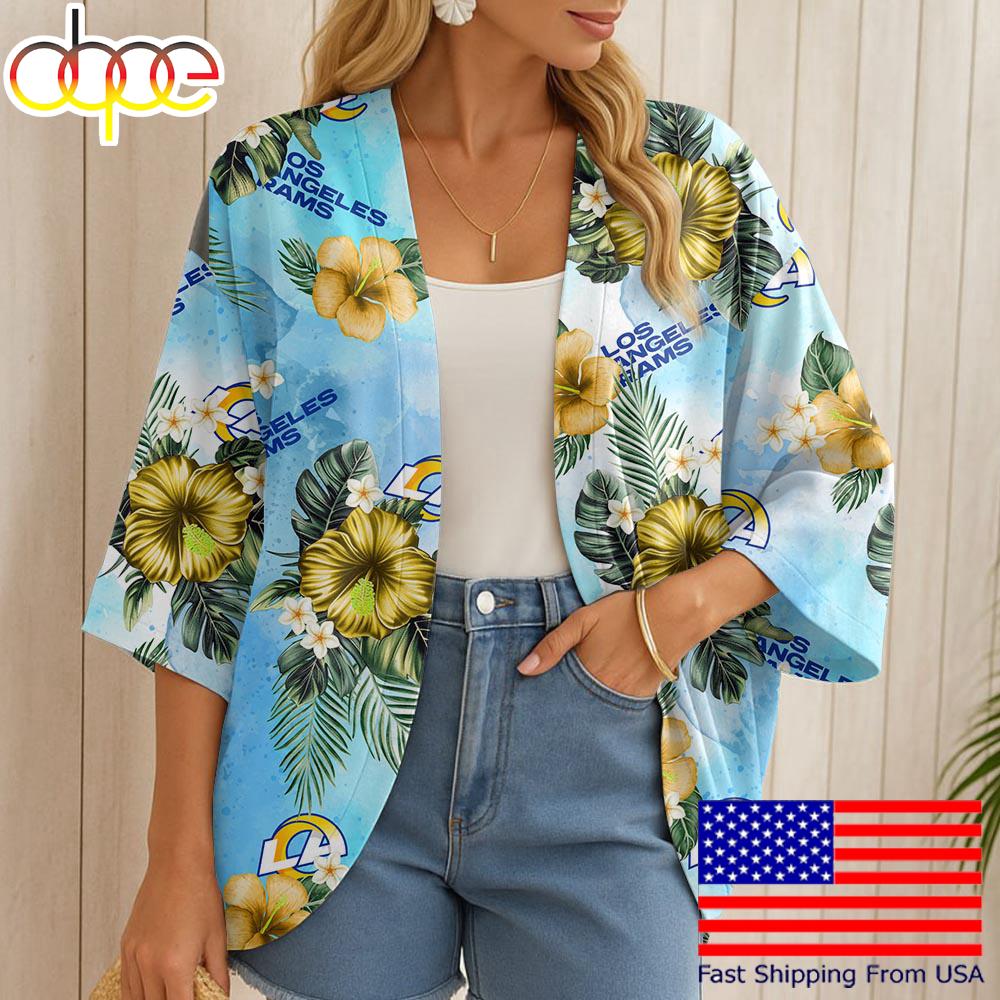 NFL Los Angeles Rams Hawaii State Flower Beach Kimono Women