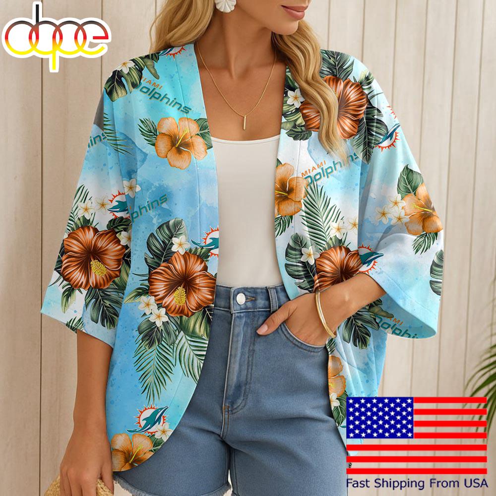 NFL Miami Dolphins Hawaii State Flower Beach Kimono Women