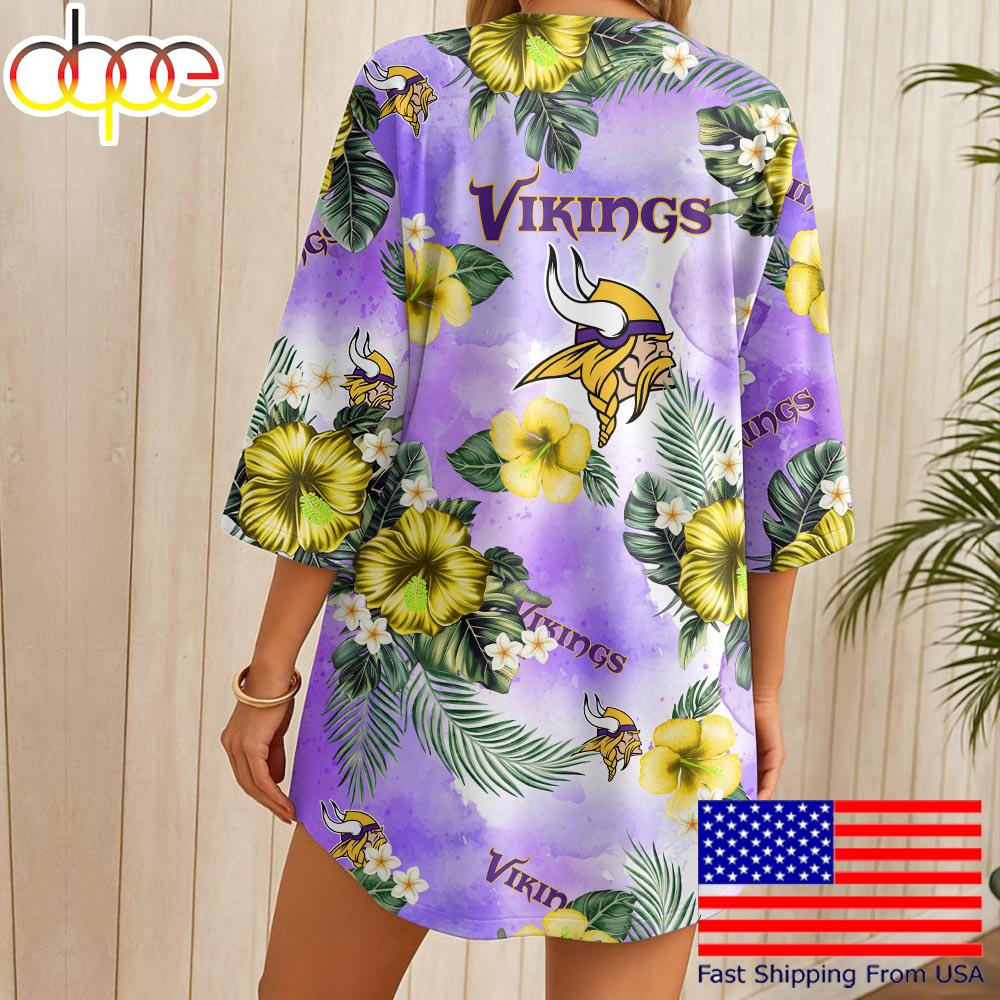 NFL Minnesota Vikings Hawaii State Flower Beach Kimono Women