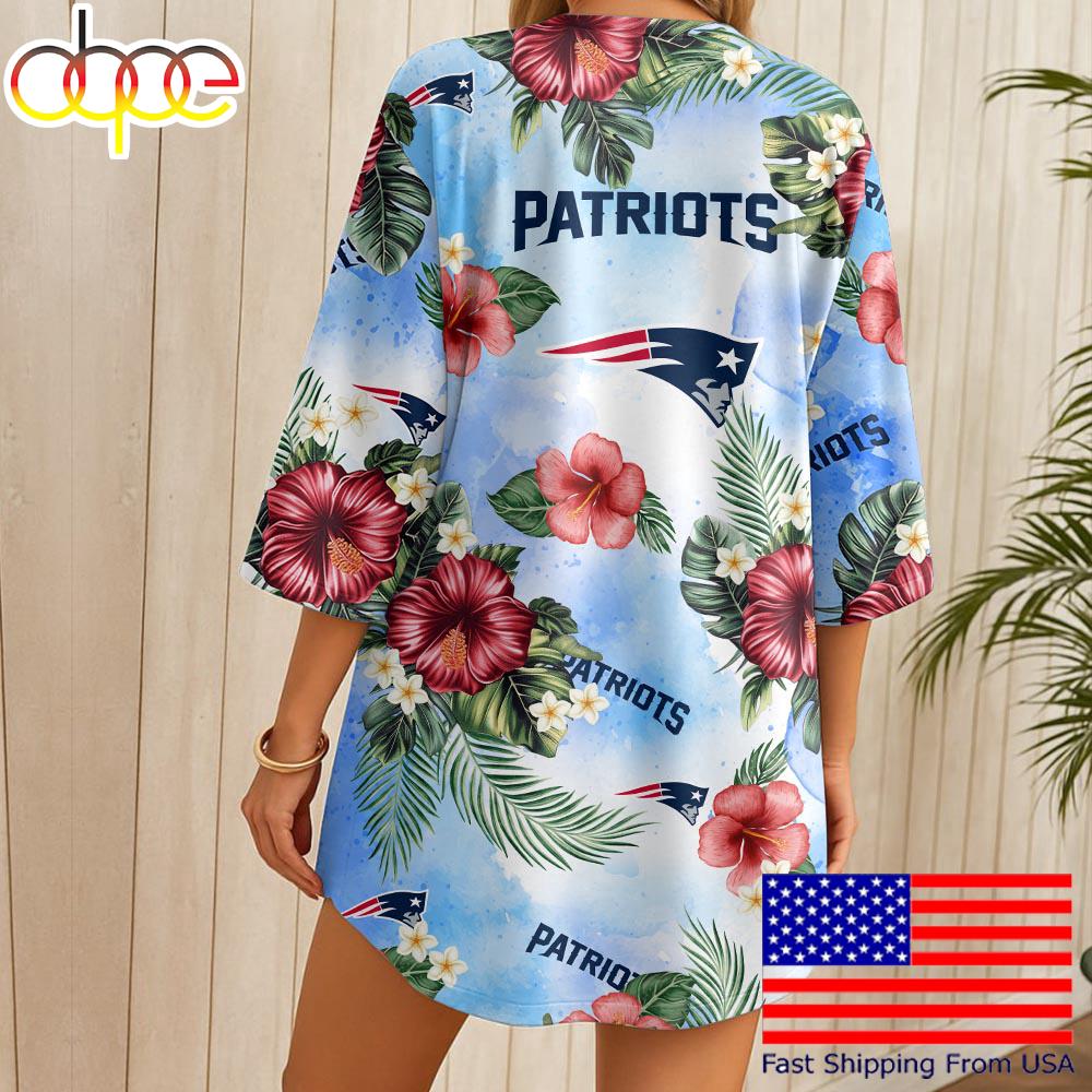 NFL New England Patriots Hawaii State Flower Beach Kimono Women