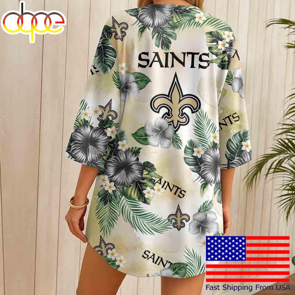 NFL New Orleans Saints Hawaii State Flower Beach Kimono Women