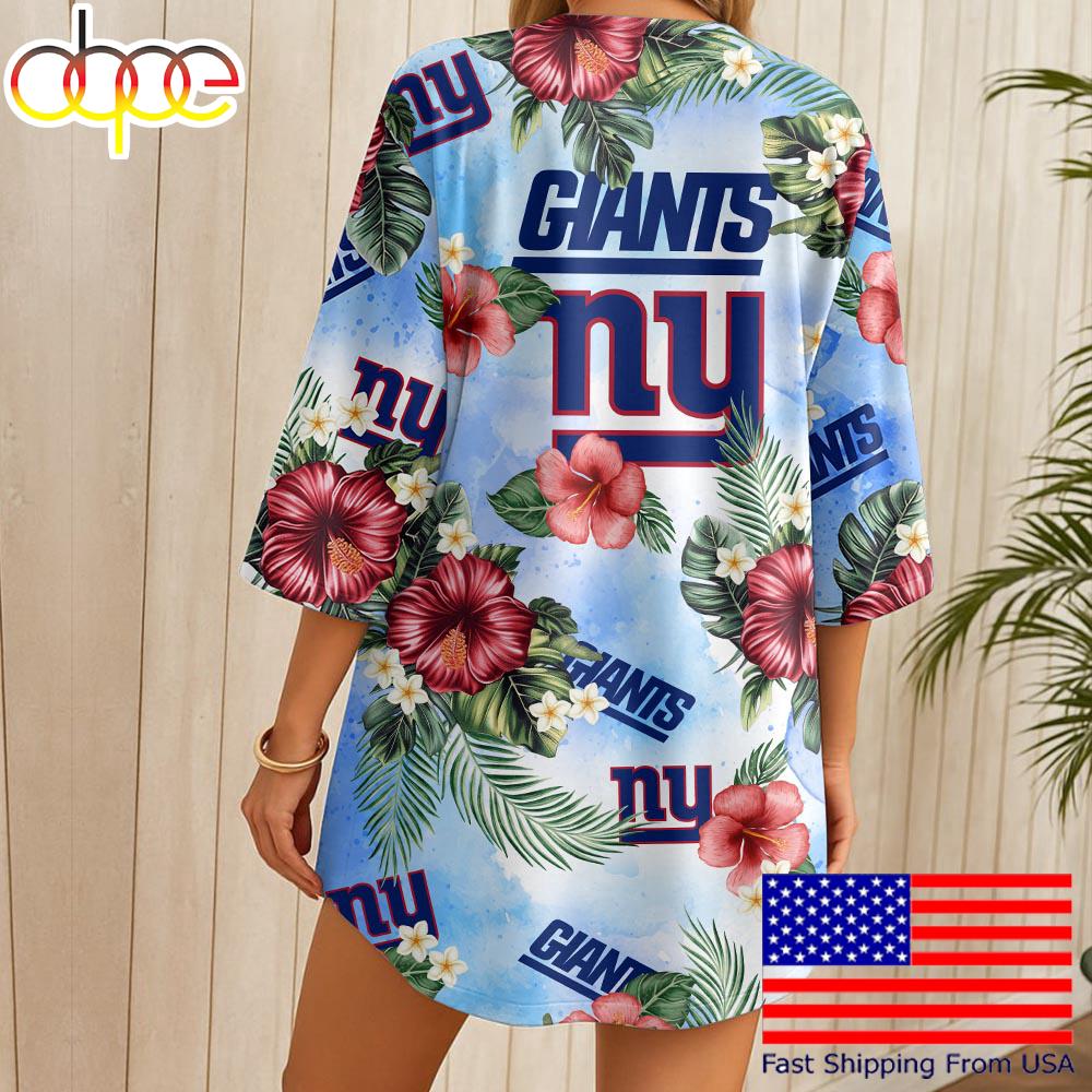 NFL New York Giants Hawaii State Flower Beach Kimono Women