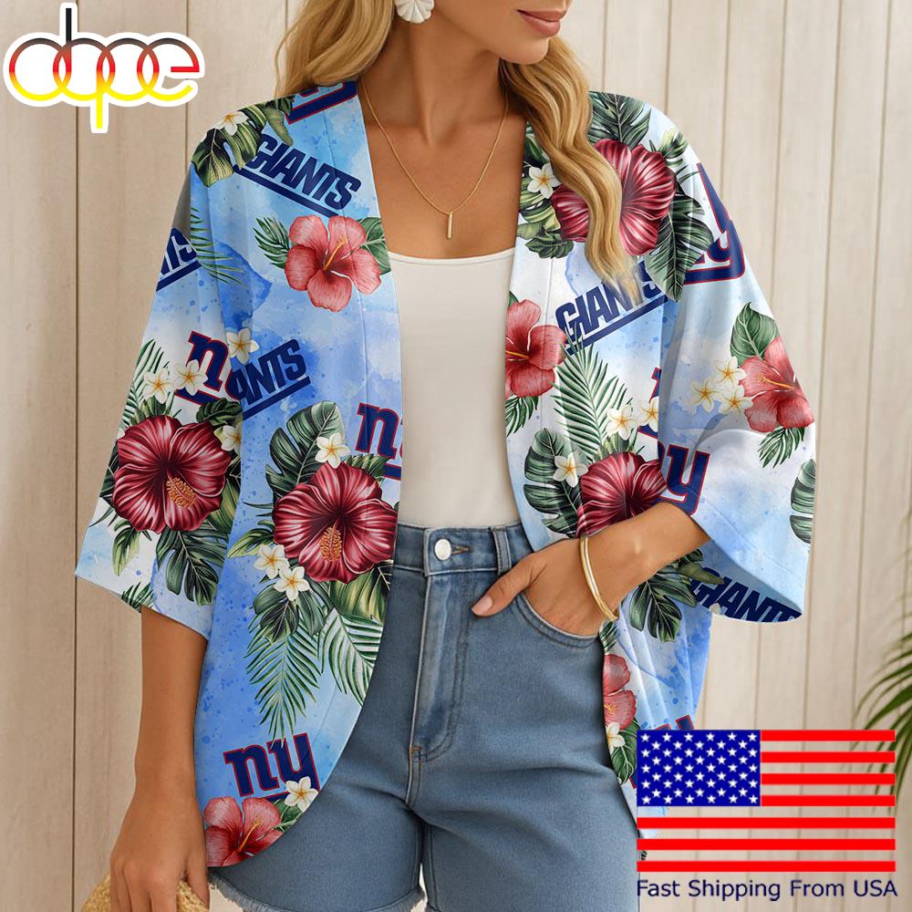 NFL New York Giants Hawaii State Flower Beach Kimono Women
