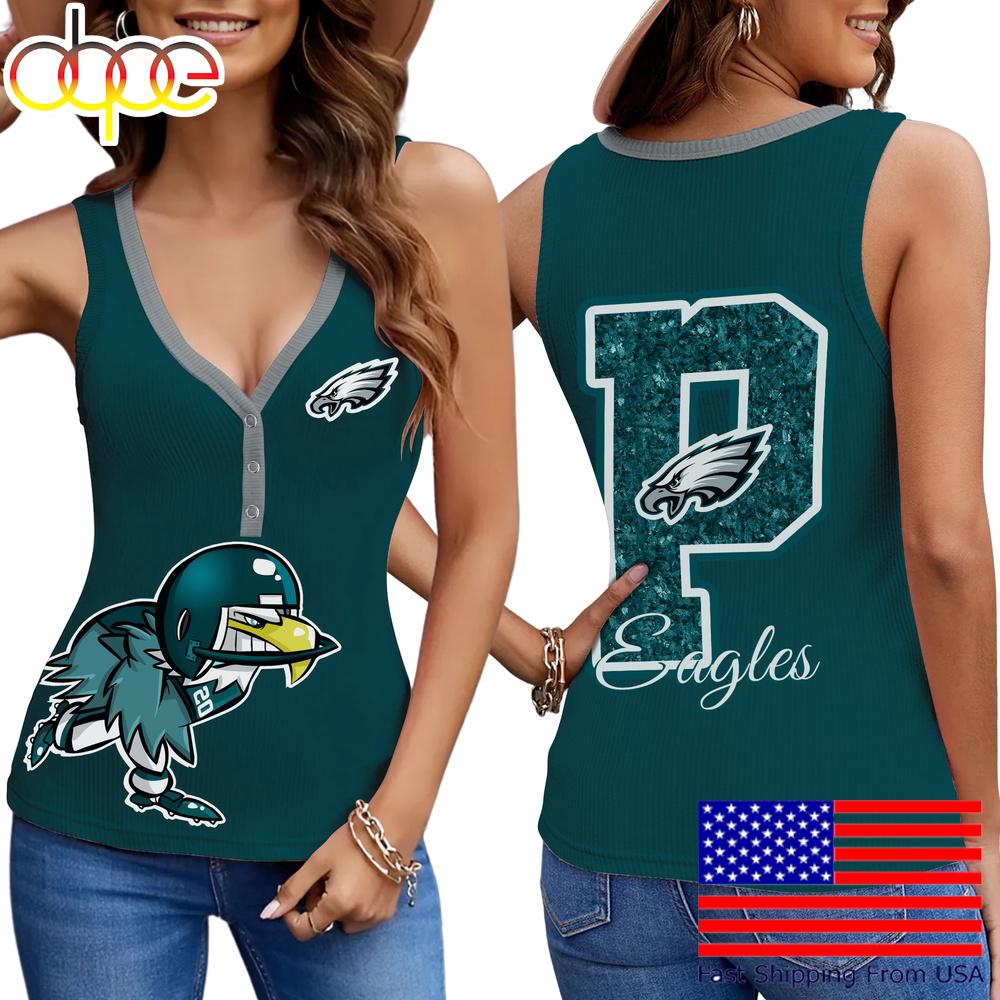 NFL Philadelphia Eagles Mascot New 2025 Women V-Neck Ribbed Tank Top