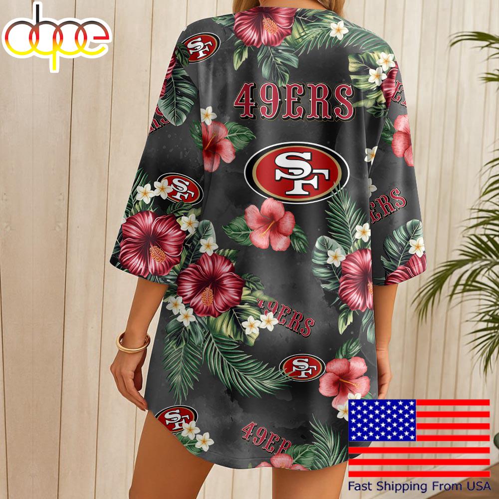 NFL San Francisco 49ers Hawaii State Flower Beach Kimono Women
