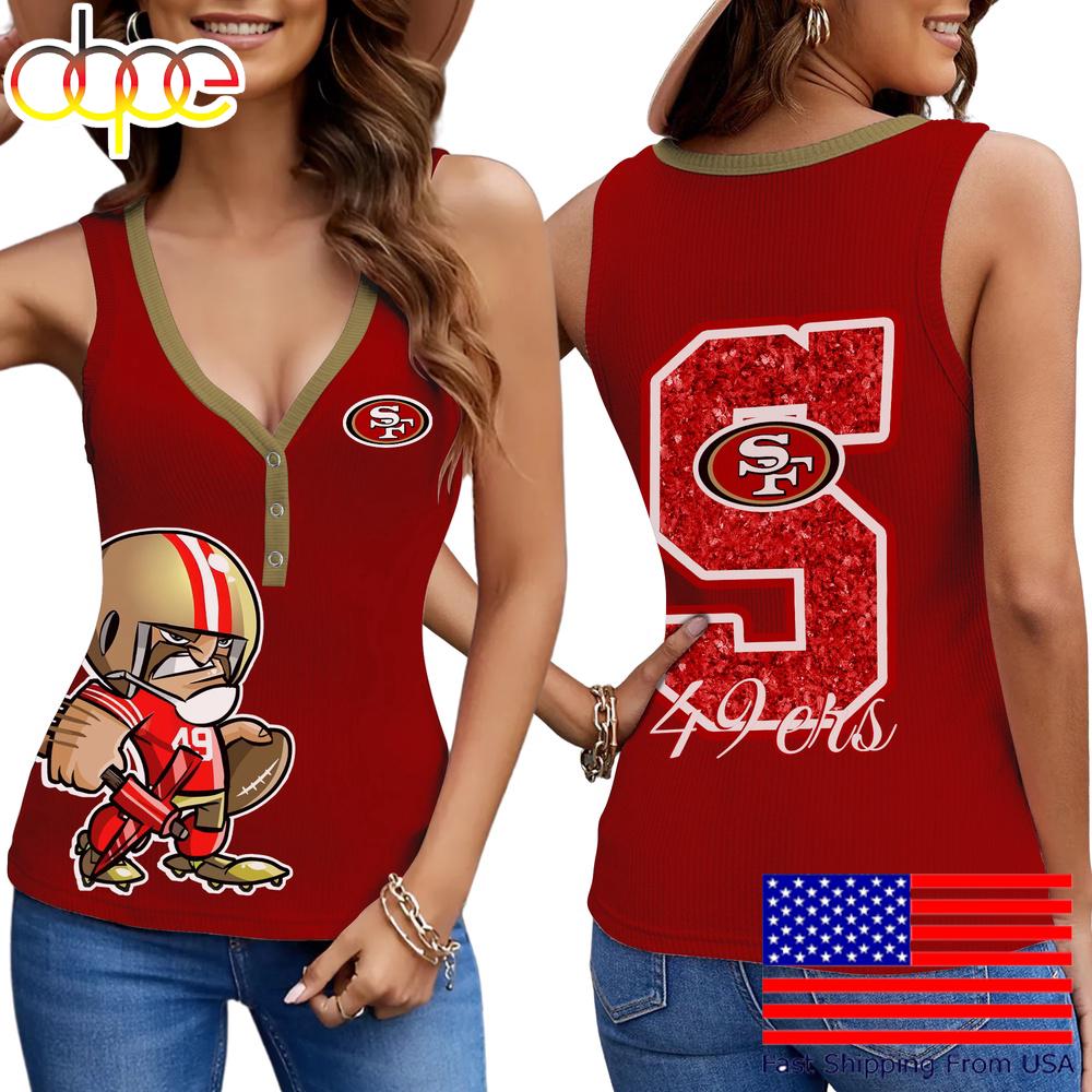 NFL San Francisco 49ers Mascot New 2025 Women V-Neck Ribbed Tank Top