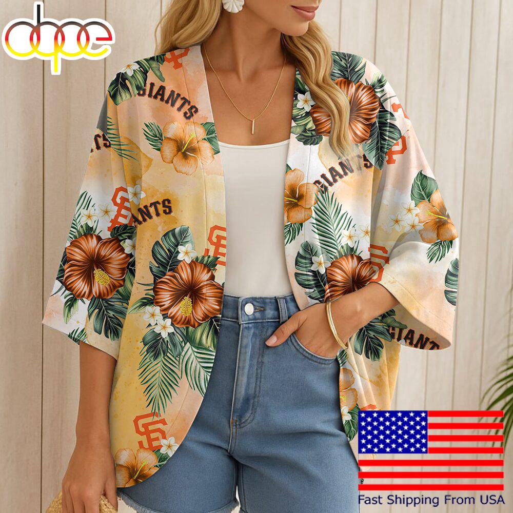 NFL San Francisco Giants Hawaii State Flower Beach Kimono Women