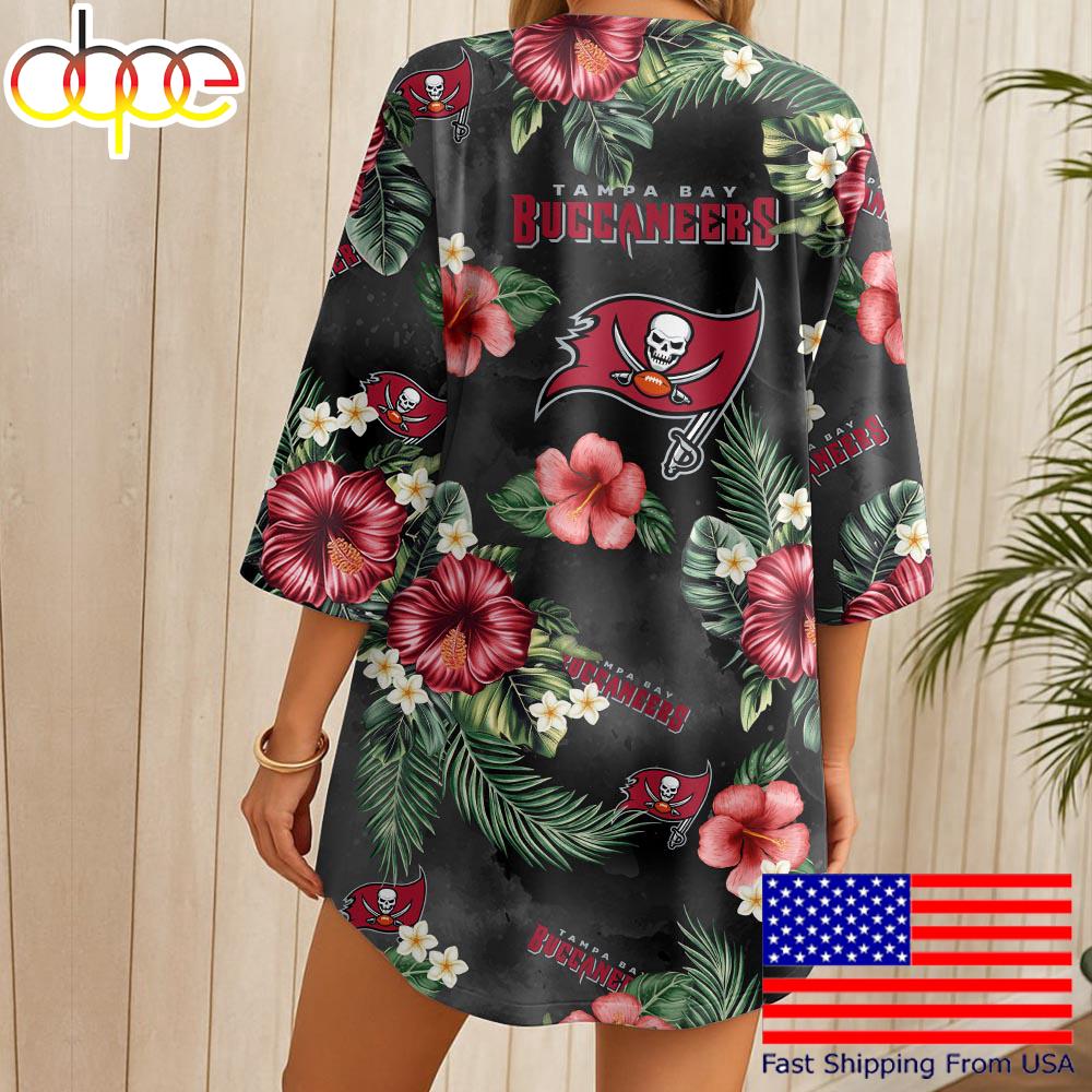 NFL Tampa Bay Buccaneers Hawaii State Flower Beach Kimono Women
