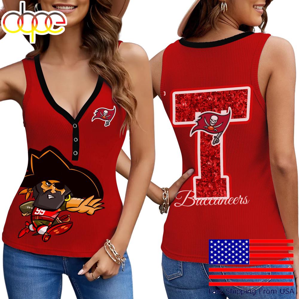 NFL Tampa Bay Buccaneers Mascot New 2025 Women V-Neck Ribbed Tank Top