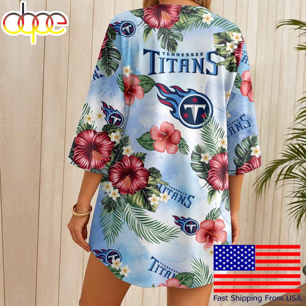 NFL Tennessee Titans Hawaii State Flower Beach Kimono Women