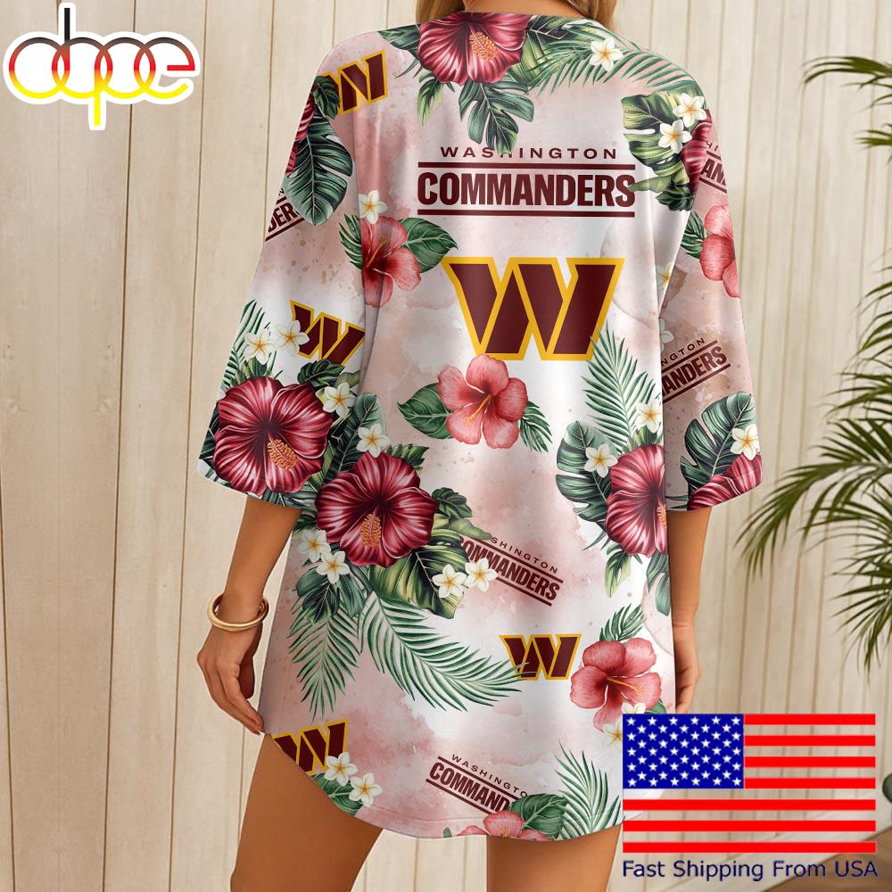 NFL Washington Commanders Hawaii State Flower Beach Kimono Women