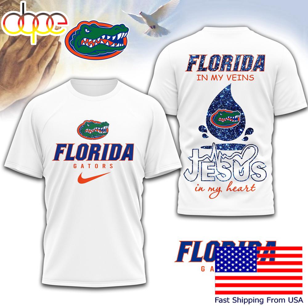 Florida Gators NCAA Jesus In My Heart 3D Shirt