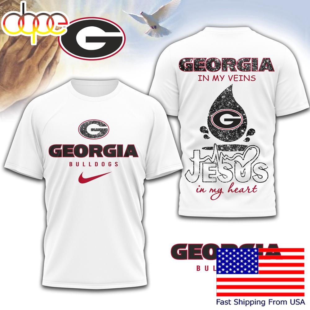 Georgia Bulldogs NCAA Jesus In My Heart 3D Shirt