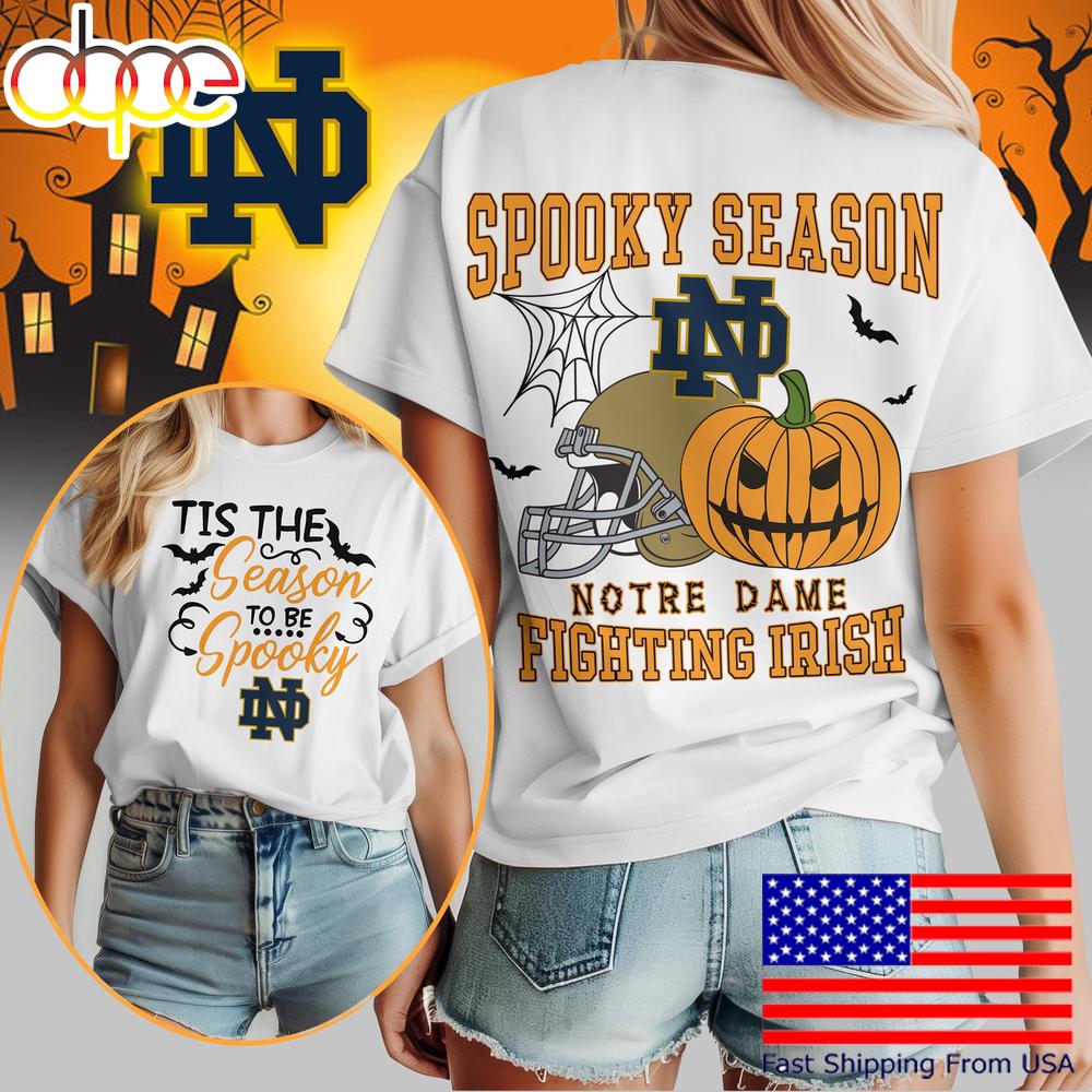 Notre Dame Fighting Irish NCAA Tis The Season To Be Spooky Halloween 3D Shirt