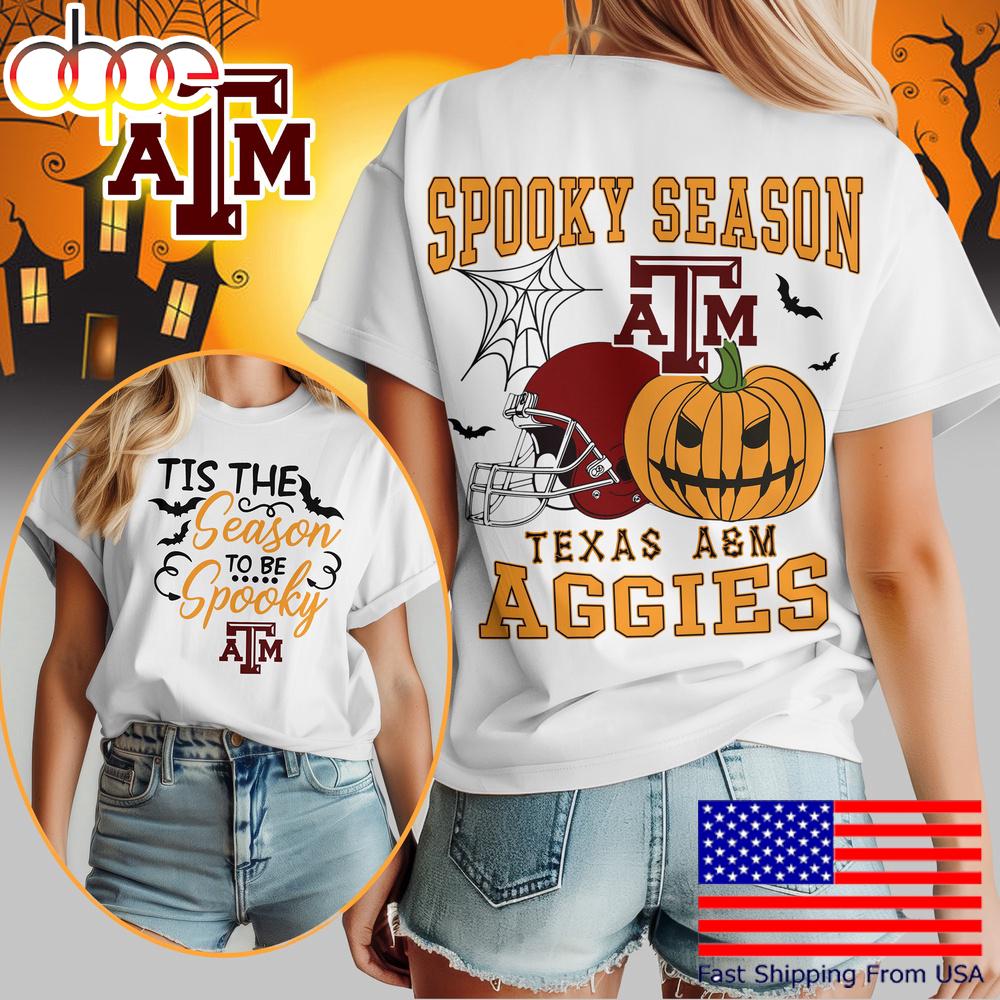 Texas A&M Aggies NCAA Tis The Season To Be Spooky Halloween 3D Shirt