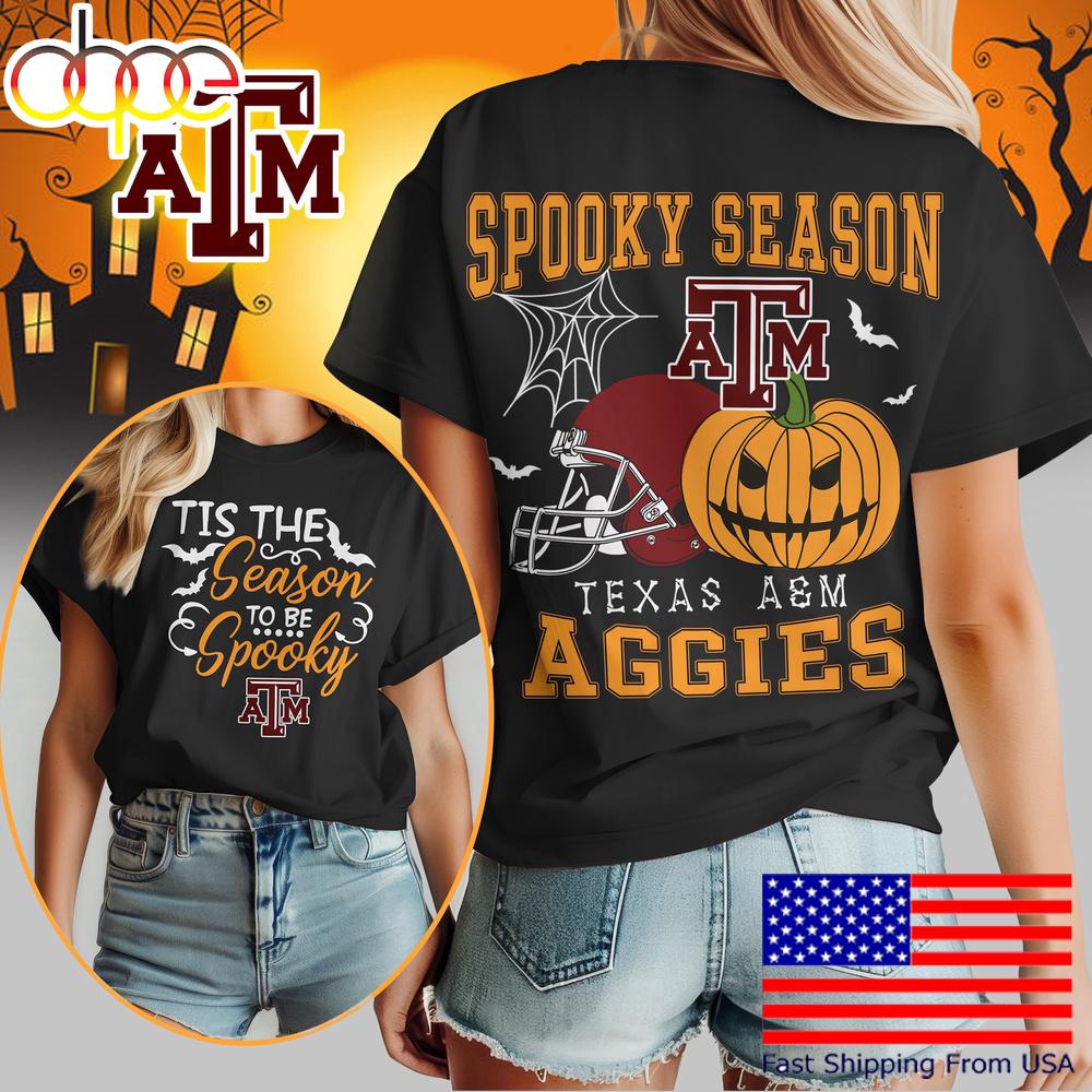 Texas A&M Aggies NCAA Tis The Season To Be Spooky Halloween 3D Shirt