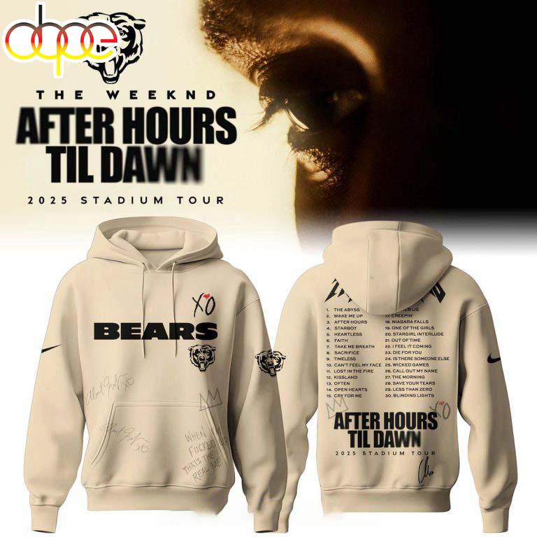 Chicago Bears x The Weeknd After Hours Tour 2025 All Over Print Hoodie Shirt