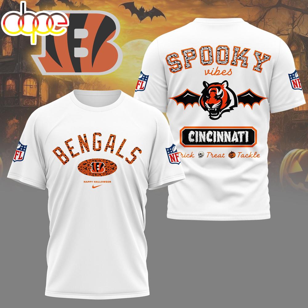 Cincinnati Bengals NFL Spooky Vibes Halloween All Over Print T-Shirt