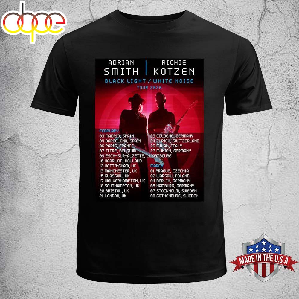 Iron Maiden Adrian Smith And Richie Kotzen Black Light White Noise Tour 2026 Europe Tour Unisex T-Shirt
