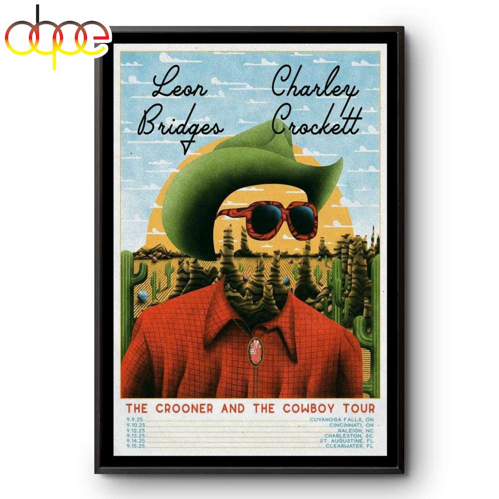 Leon Bridges X Charley Crockett The Crooner And The Cowboy Fall Tour 2025 Poster Canvas Wall Art