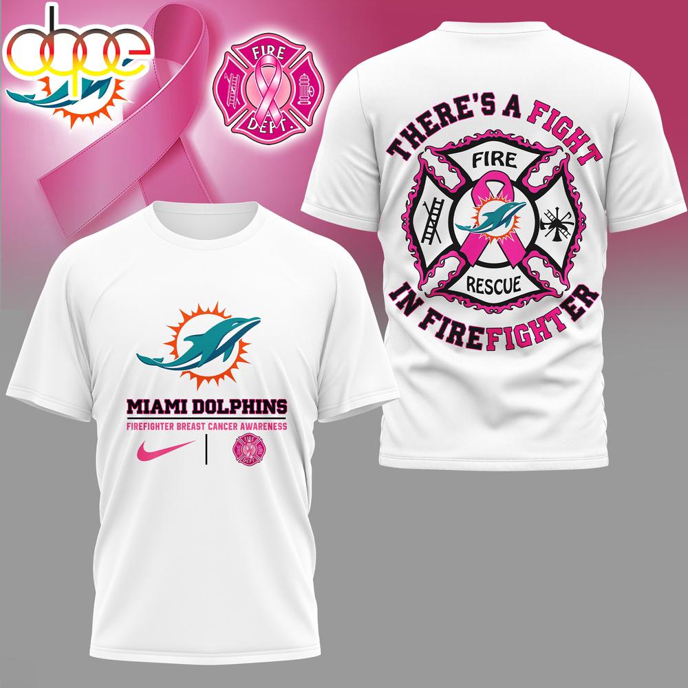 Miami Dolphins NFL Firefighter Fight Breast Cancer 3D T-Shirt