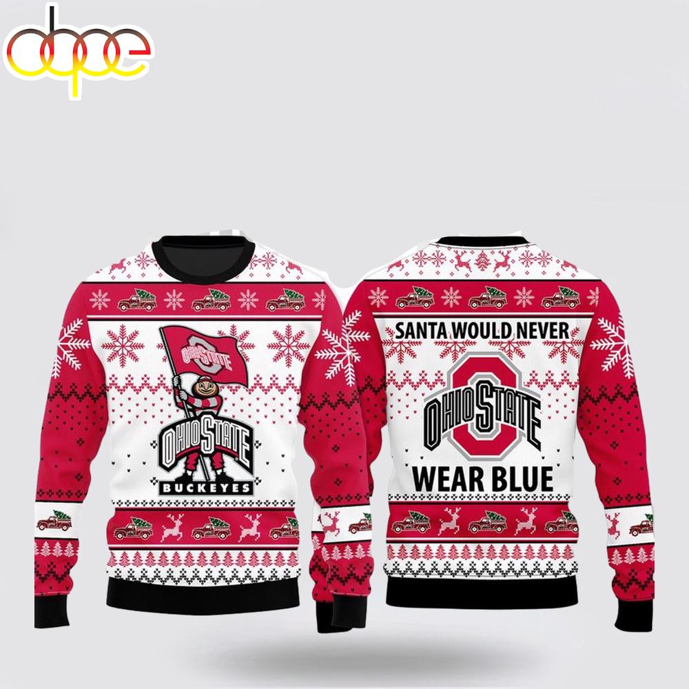 Santa Would Never Wear Blue Merry Christmas Sweater Shirt