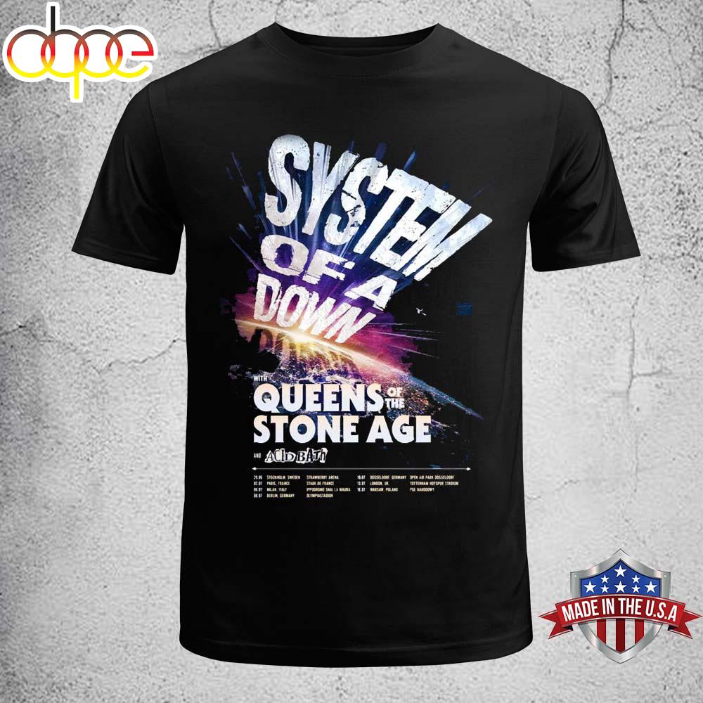 System Of A Down With Queens Of The Stone Age And Acid Bath 2026 UK And EU Unisex T-Shirt