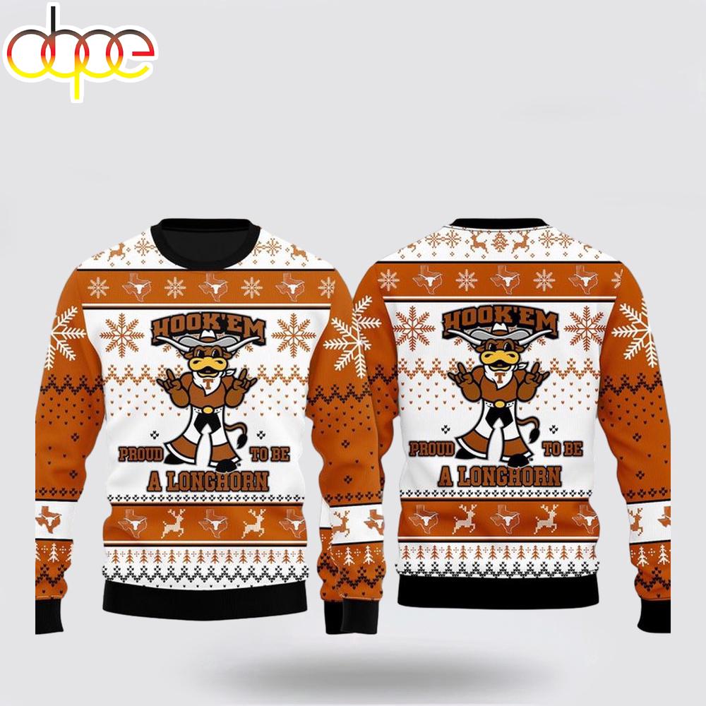 Texas Longhorns Team Hook’em Proud To Be A Longhorn Merry Christmas Sweater Shirt
