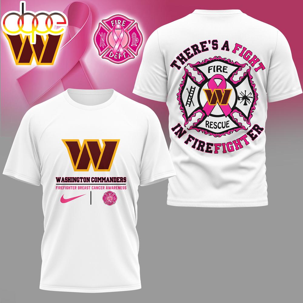 Washington Commanders NFL Firefighter Fight Breast Cancer 3D T-Shirt