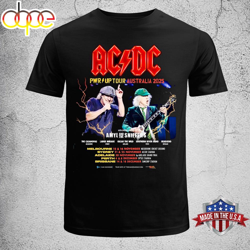 ACDC PWR Up Tour Australia 2025 City Dates With Special Guests Unisex T-Shirt
