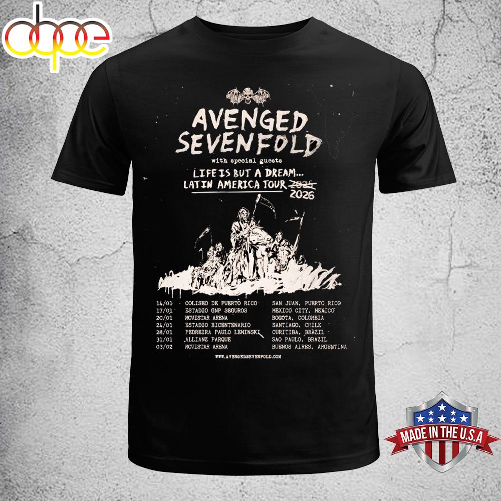 Avenged Sevenfold Life Is But A Dream Latin America Tour 2026 Unisex T-Shirt