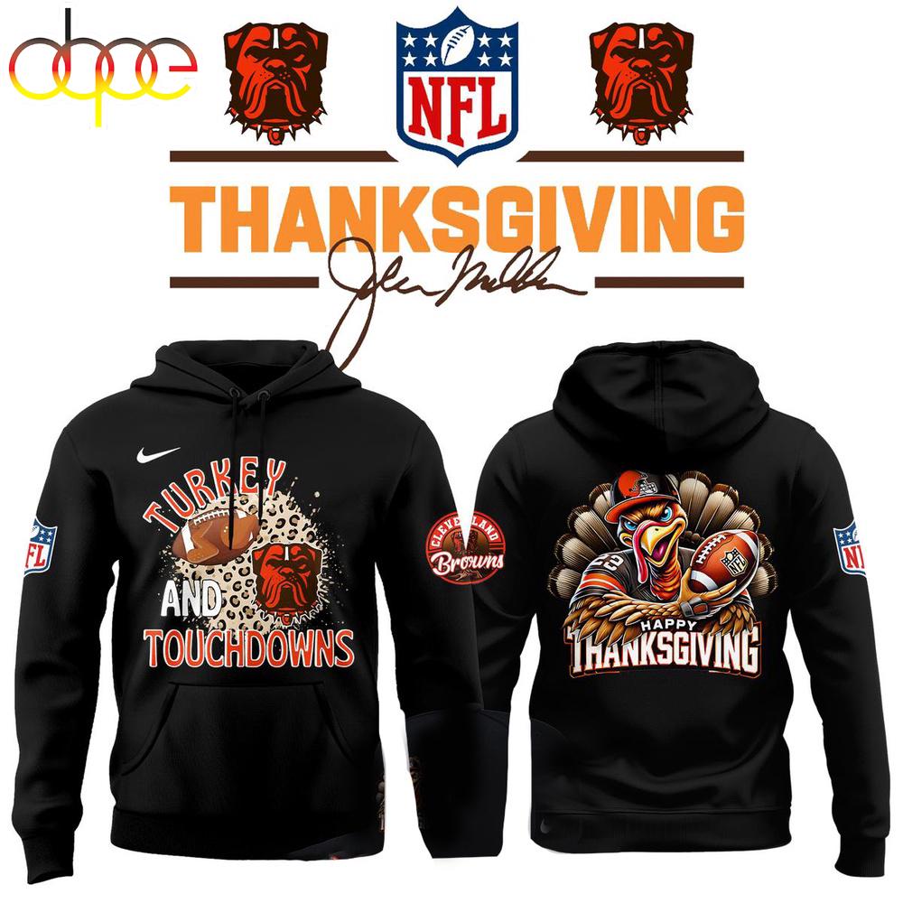 Cleveland Browns Thanksgiving Turkey And Touchdowns 3D Shirt