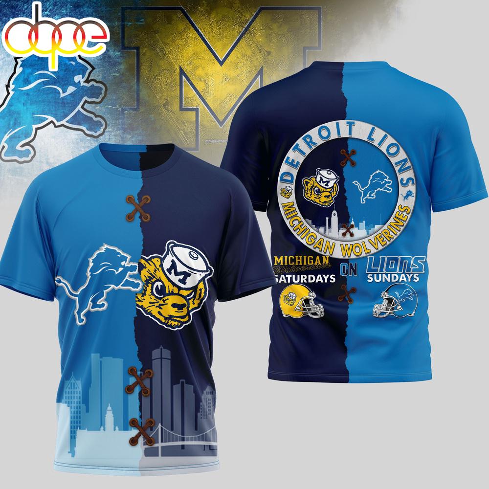 Detroit Lions NFL x NCAA All Over Print T-Shirt