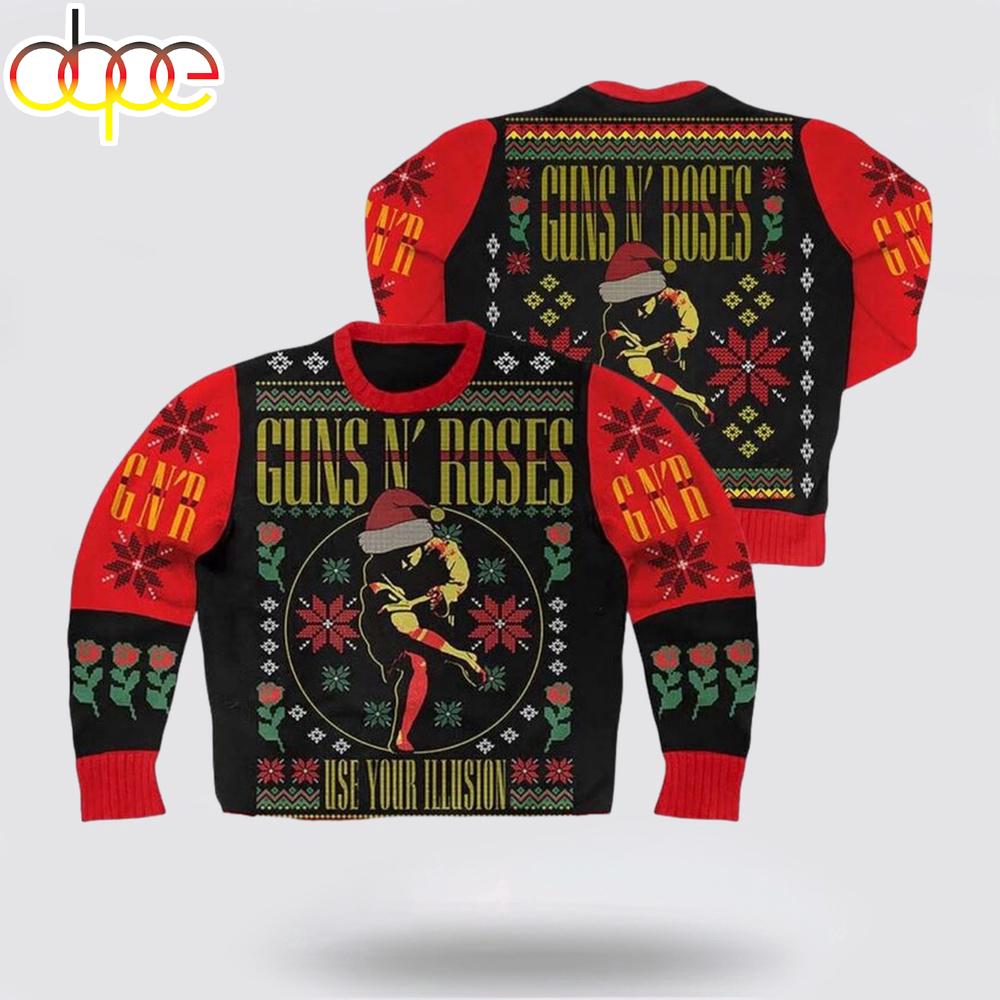 Guns N Roses Use Your Illusion Xmas Style 2025 Ugly Christmas Sweater