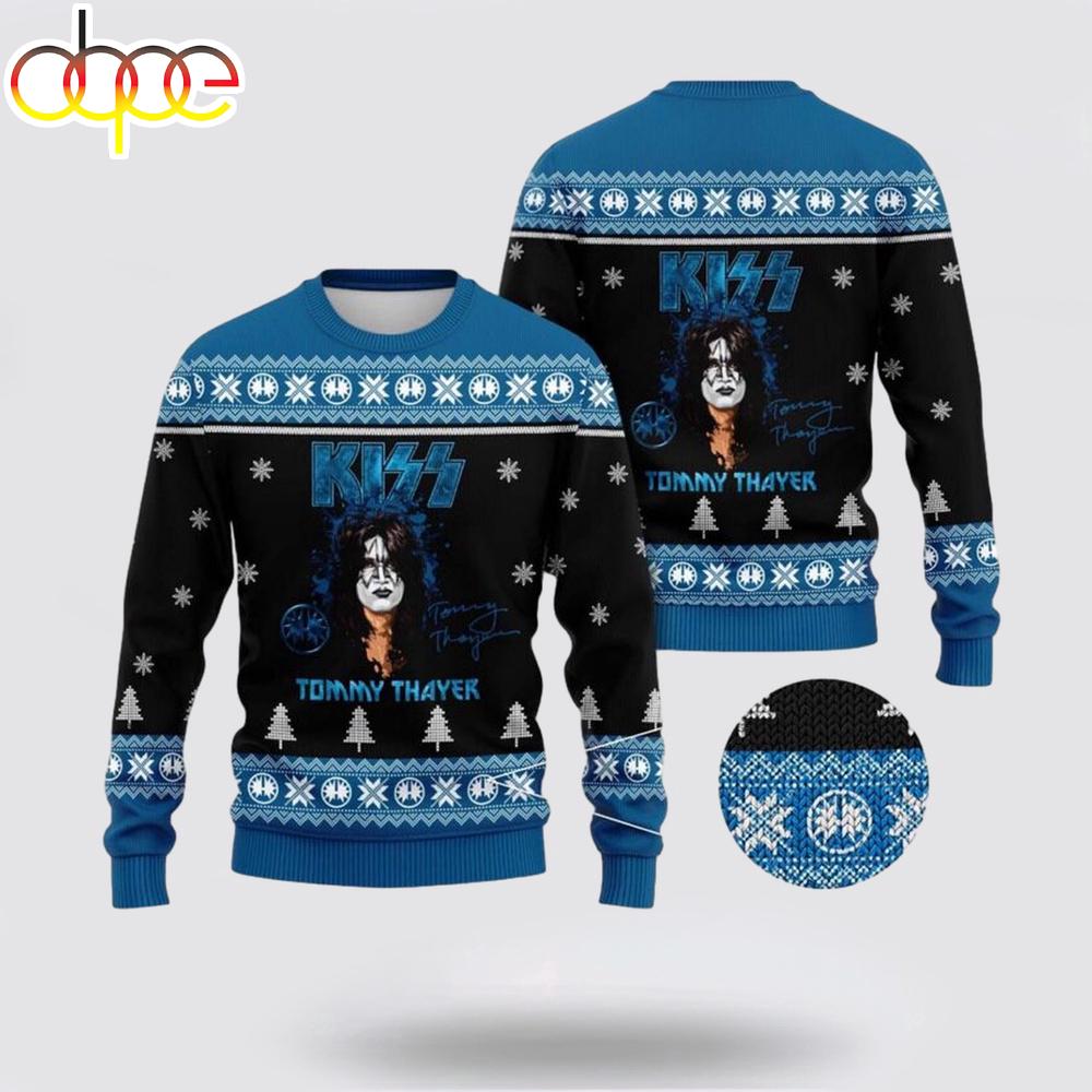 Kiss Tommy Thayer With Signature Holiday Ugly Merry Christmas Sweater