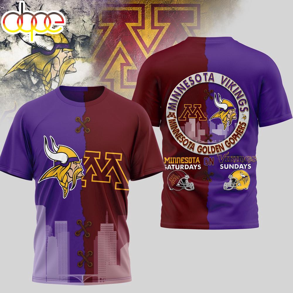 Minnesota Vikings NFL x NCAA All Over Print T-Shirt