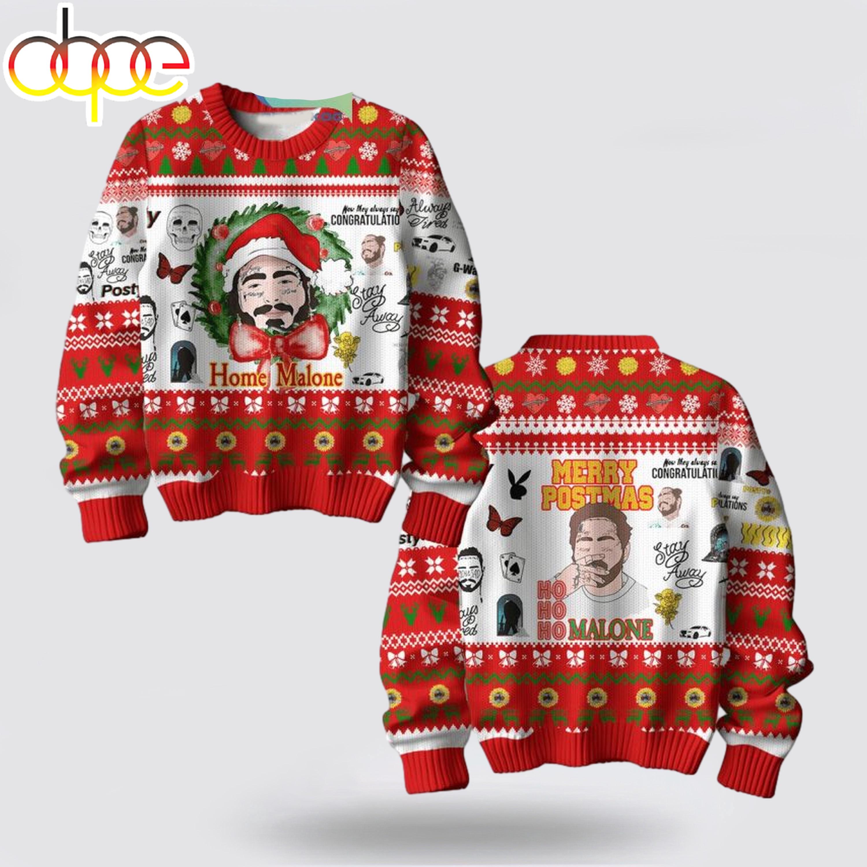 Post Malone Posty Ho Ho Ho Ugly Merry Christmas Sweater