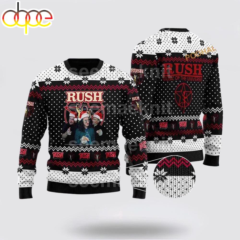 Rush Band Music Of The Universe Funny Santa Hat Ugly Christmas Sweater