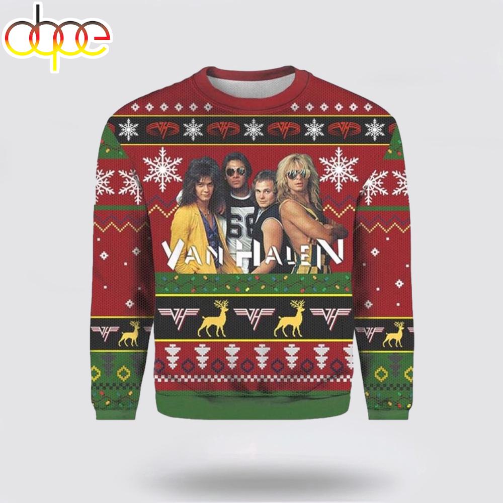 Van Halen Band Member Photo You Miss Your Drink Ugly Christmas Sweater