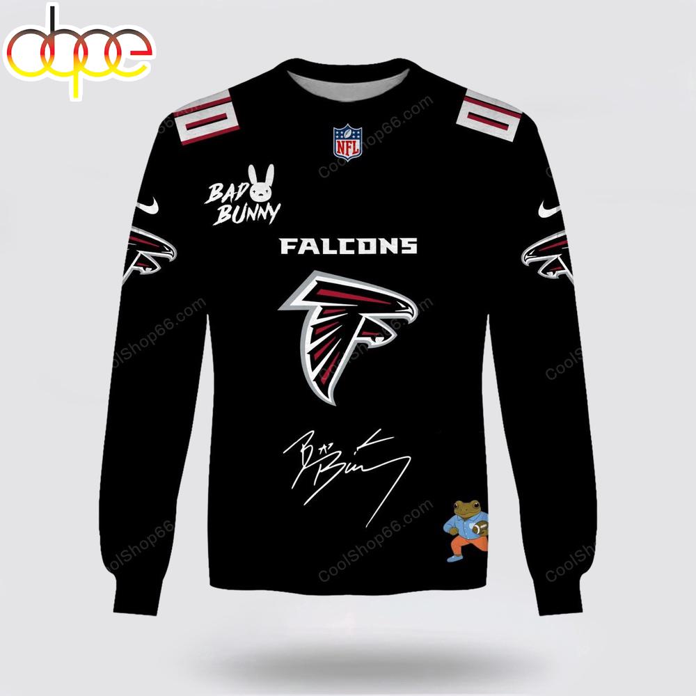 Custom Name Atlanta Falcons x Bad Bunny Super Bowl 2026 3D Sweatshirt