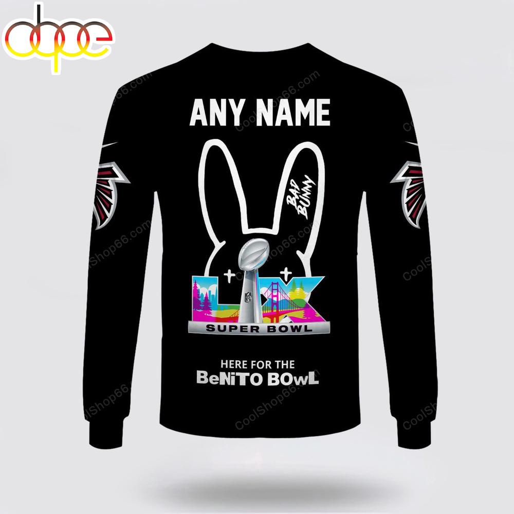 Custom Name Atlanta Falcons x Bad Bunny Super Bowl 2026 3D Sweatshirt