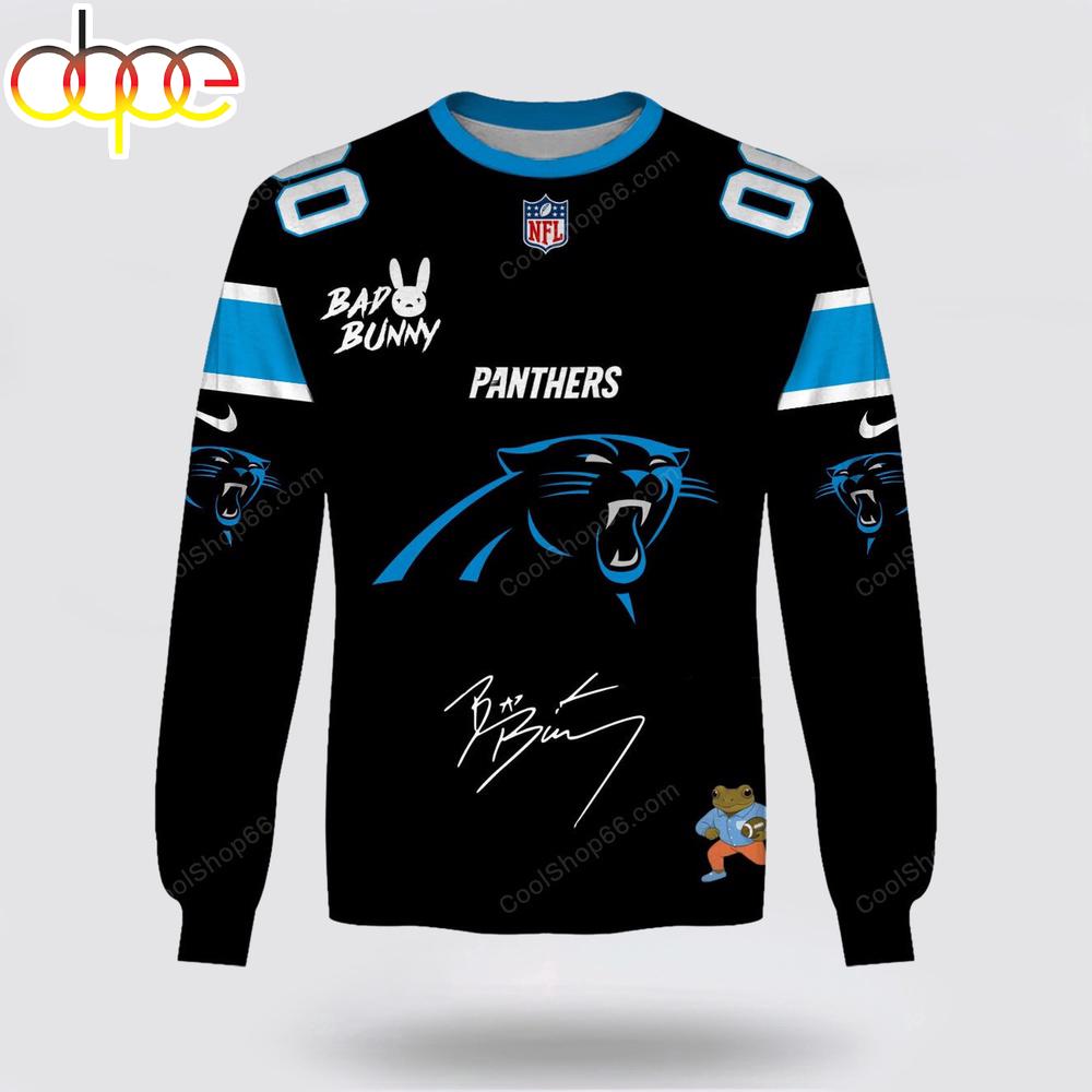 Custom Name Carolina Panthers x Bad Bunny Super Bowl 2026 3D Sweatshirt