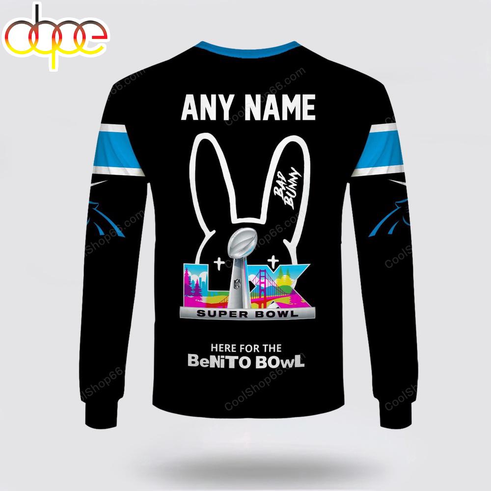 Custom Name Carolina Panthers x Bad Bunny Super Bowl 2026 3D Sweatshirt