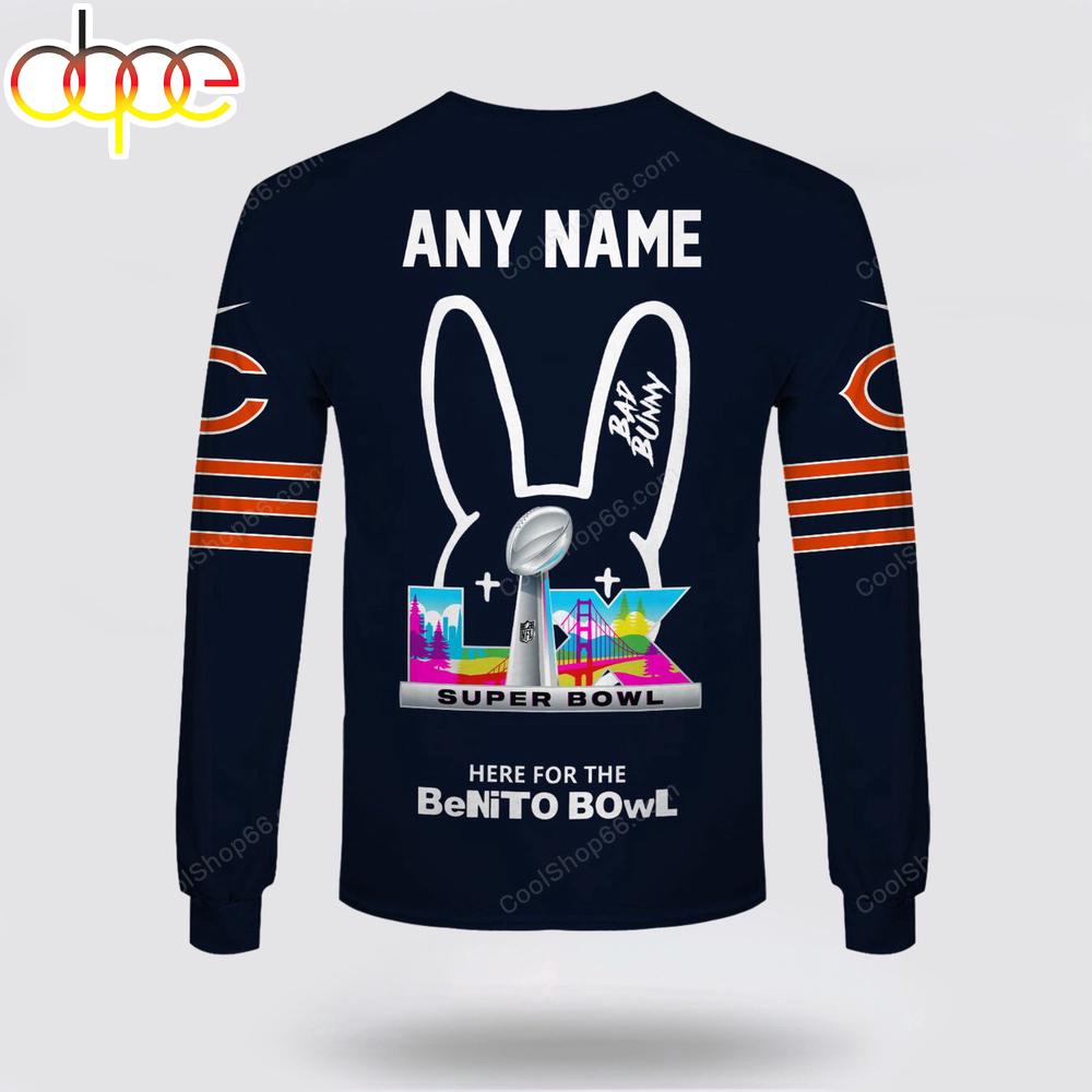 Custom Name Chicago Bears x Bad Bunny Super Bowl 2026 3D Sweatshirt