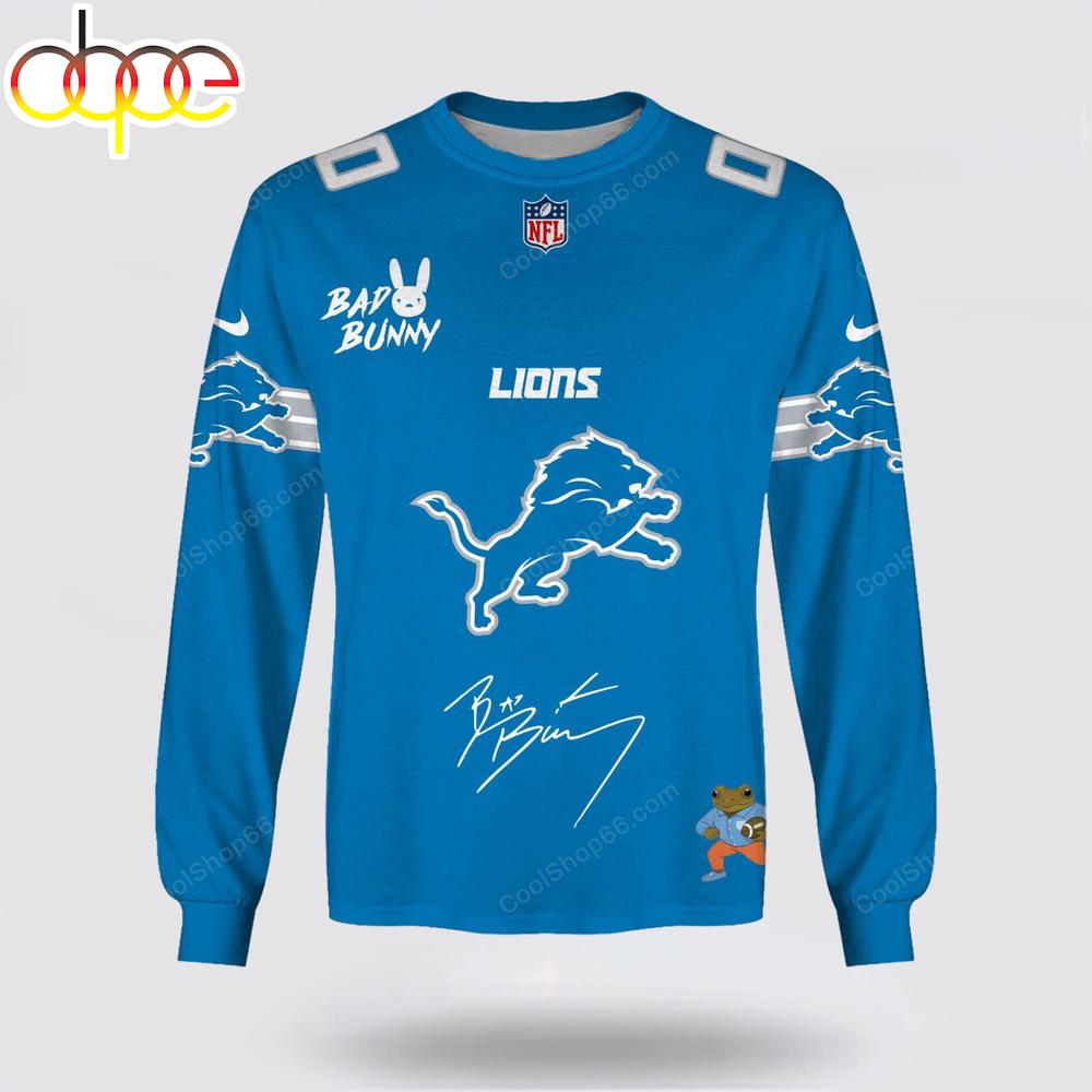 Custom Name Detroit Lions x Bad Bunny Super Bowl 2026 3D Sweatshirt