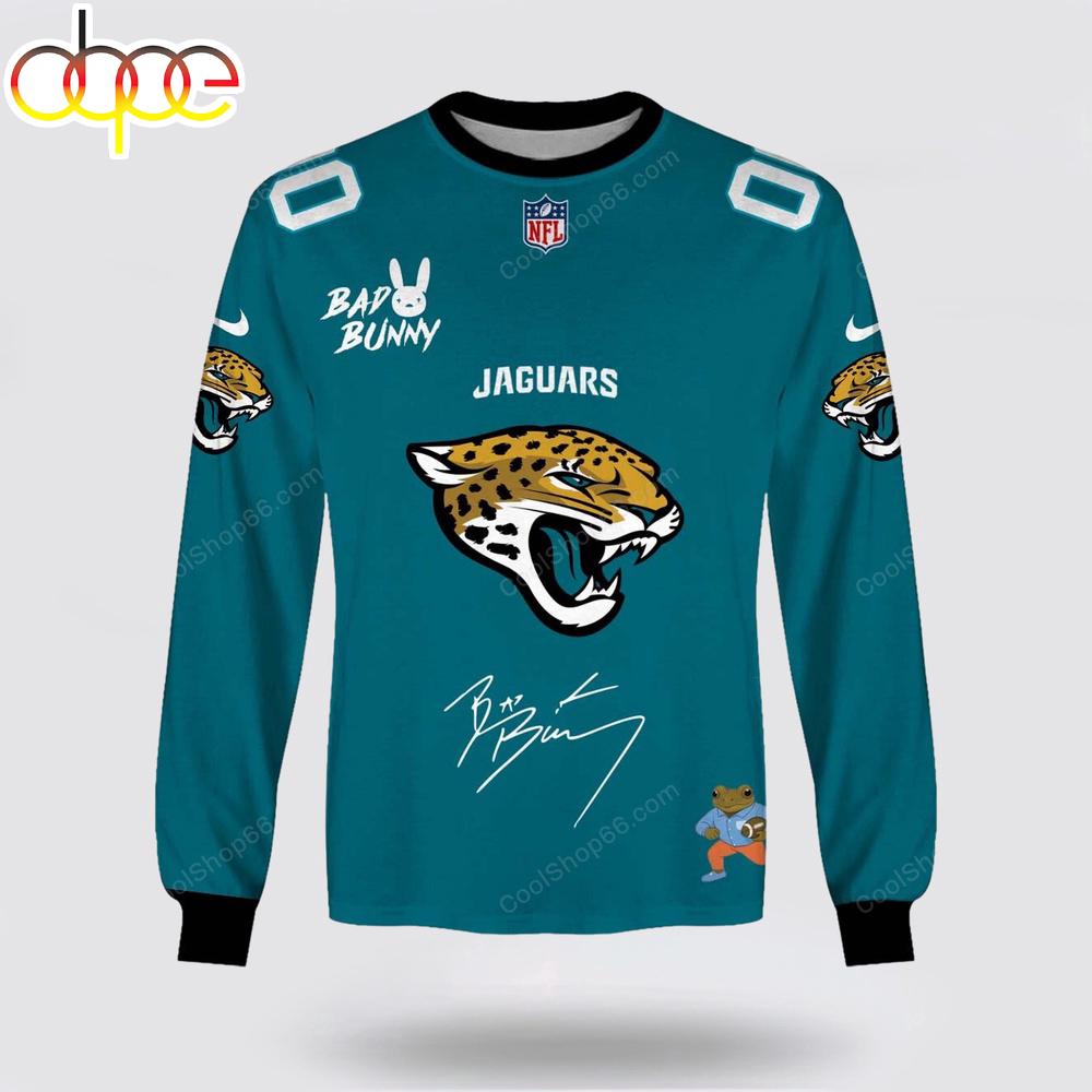 Custom Name Jacksonville Jaguars x Bad Bunny Super Bowl 2026 3D Sweatshirt