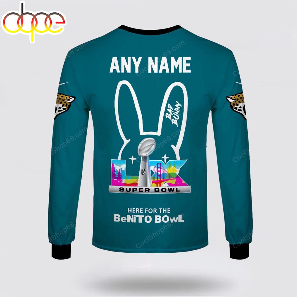 Custom Name Jacksonville Jaguars x Bad Bunny Super Bowl 2026 3D Sweatshirt