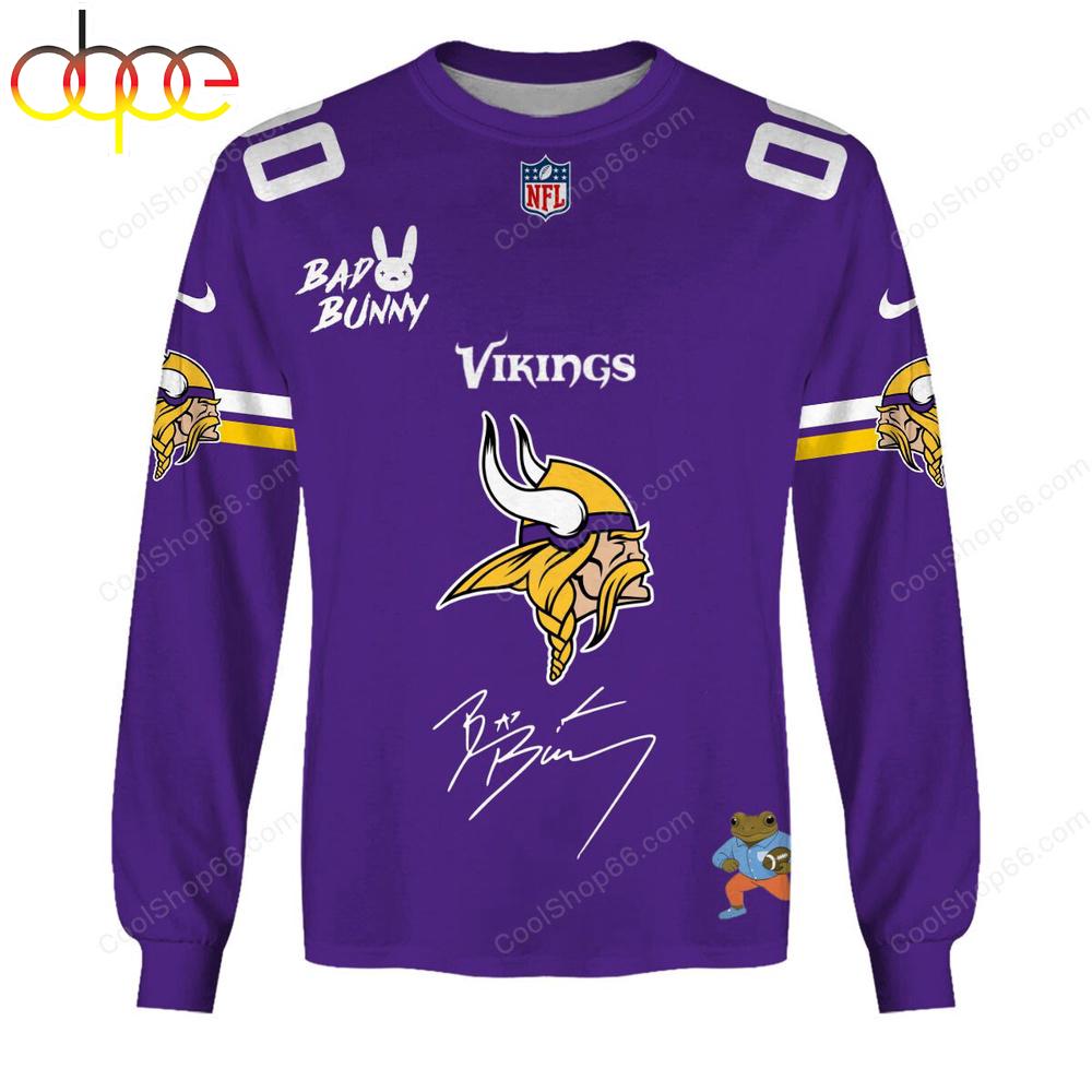 Custom Name Minnesota Vikings x Bad Bunny Super Bowl 2026 3D Sweatshirt
