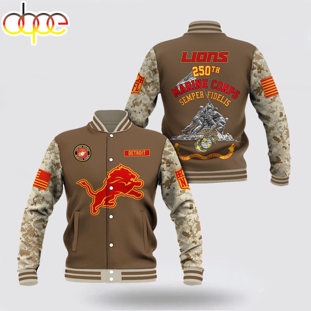 Detroit Lions x US Marine Corps Baseball Jacket